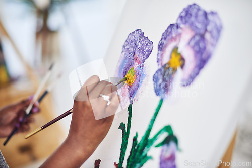 Image of Share your talent with the world. Cropped shot of an unrecognizable woman working on a painting in a art studio.