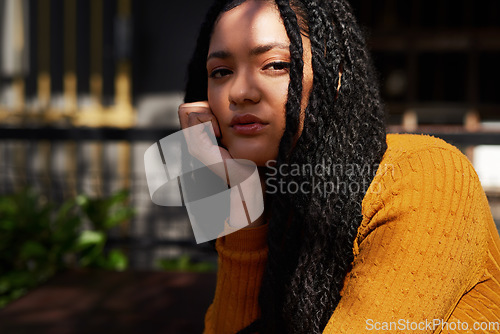 Image of Today should be all about you. Cropped shot of a beautiful young woman out in the city during the day.