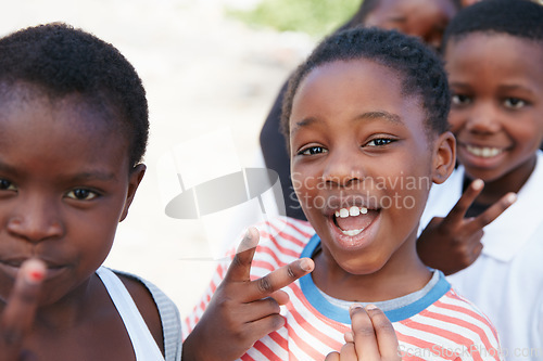 Image of All we want is love and peace. Shot of kids at a community outreach event.