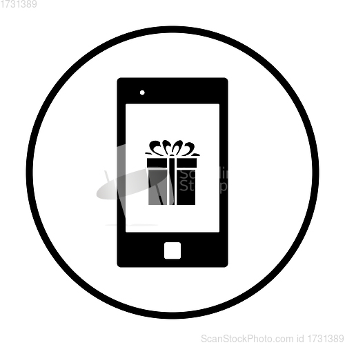 Image of Smartphone With Gift Box On Screen Icon