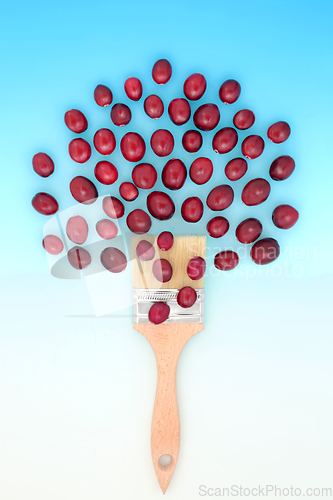 Image of Painting with Cranberry Fruit Surreal Abstract Design