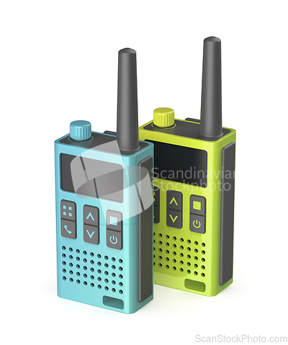 Image of Set of two different colored walkie-talkies