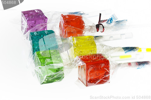 Image of colorfull dice lollipops