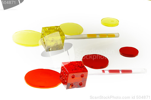 Image of colorfull dice lollipops