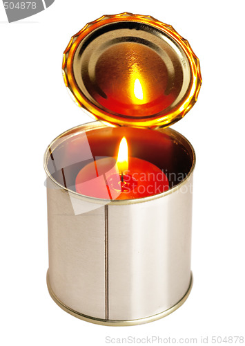 Image of candle on a tin can