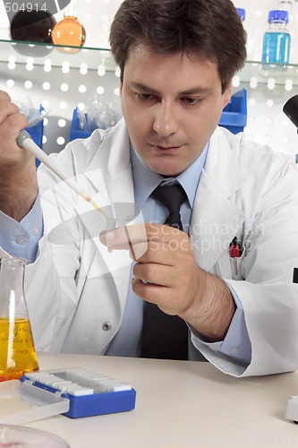 Image of Scientist using pipette in lab