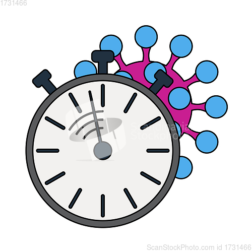 Image of Coronavirus Molecule Under Stopwatch Icon