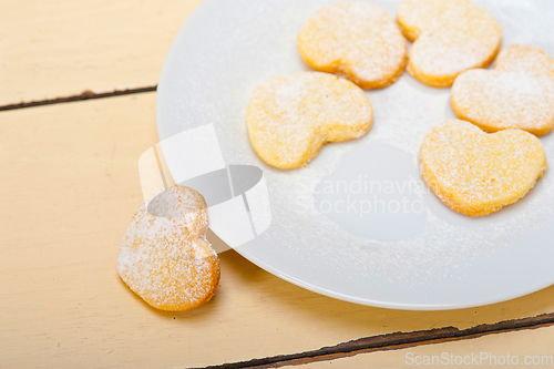 Image of heart shaped shortbread valentine cookies