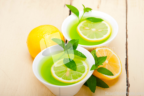 Image of mint infusion tea tisane with lemon