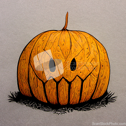 Image of Halloween pumpkin angry cartoon character concept of monsters an