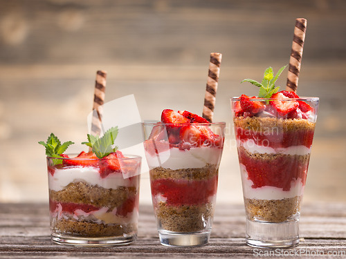 Image of Dessert with fresh strawberries