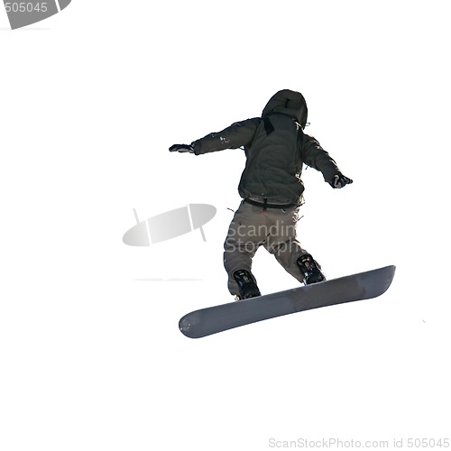Image of Jumping Snowboarder on White Background