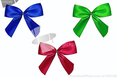 Image of Three colored Bows Isolated on White