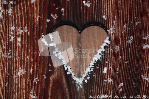Image of Wood Background with snowflakes
