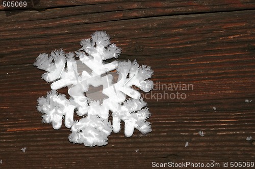 Image of Snowflake on a wood background