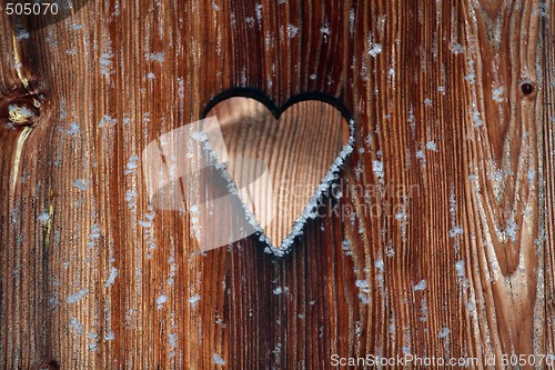 Image of Wood Background with snowflakes