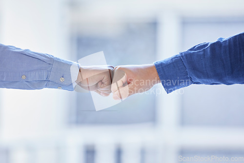 Image of Fist bump, diversity and people or partner teamwork, partnership and team building support, mission and agreement. Black man friends with solidarity hand sign for collaboration, success and men power