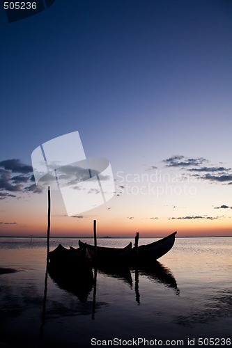 Image of Boat Sillhouettes at Sunset