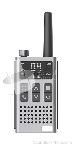 Image of Front view of silver walkie-talkie
