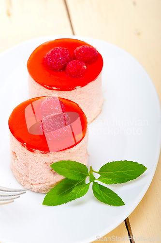 Image of fresh raspberry cake mousse dessert