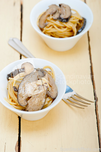 Image of Italian spaghetti pasta and mushrooms