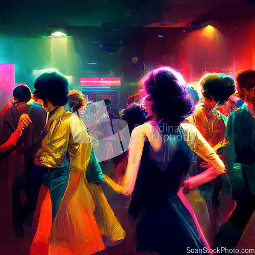 Image of People enjoying great festival party. People dance in disco nigh