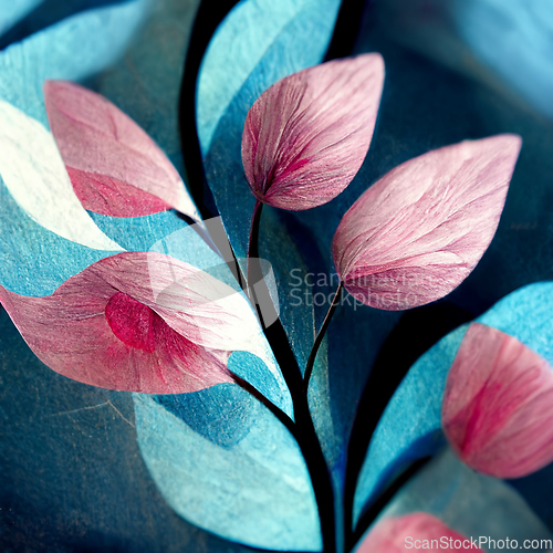 Image of Blue and pink abstract flower Illustration for prints, wall art,