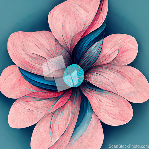 Image of Blue and pink abstract flower Illustration for prints, wall art,