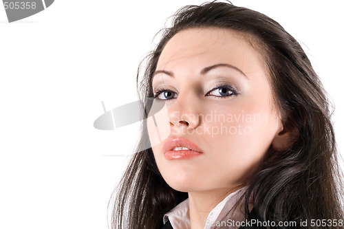 Image of Portrait of the beauty young woman. Isolated on white background
