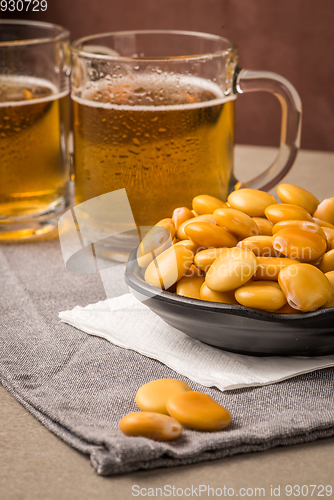 Image of Tasty lupins and glass of beer