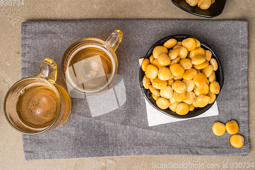 Image of Tasty lupins and glass of beer