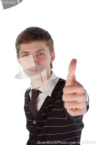Image of Young man with thumb up