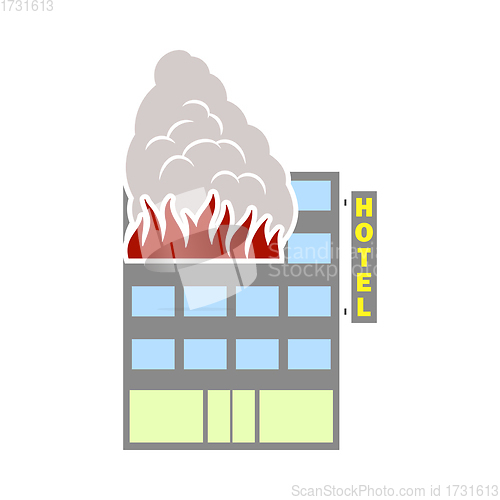 Image of Hotel Building In Fire Icon