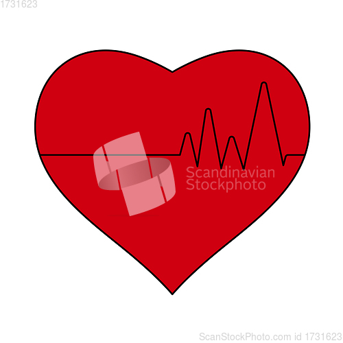 Image of Icon Of Heart With Cardio Diagram