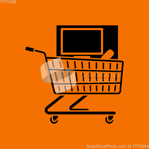 Image of Shopping Cart With PC Icon