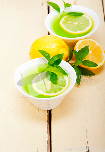 Image of mint infusion tea tisane with lemon