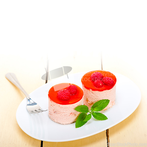 Image of fresh raspberry cake mousse dessert