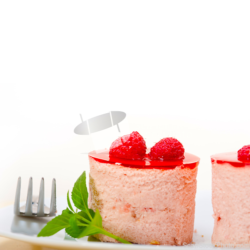 Image of fresh raspberry cake mousse dessert