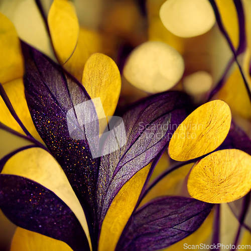 Image of Purple and yellow abstract flower Illustration for prints, wall 