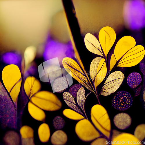 Image of Purple and yellow abstract flower Illustration for prints, wall 