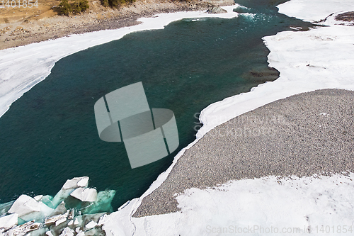 Image of Aerial view of winter blue lakes