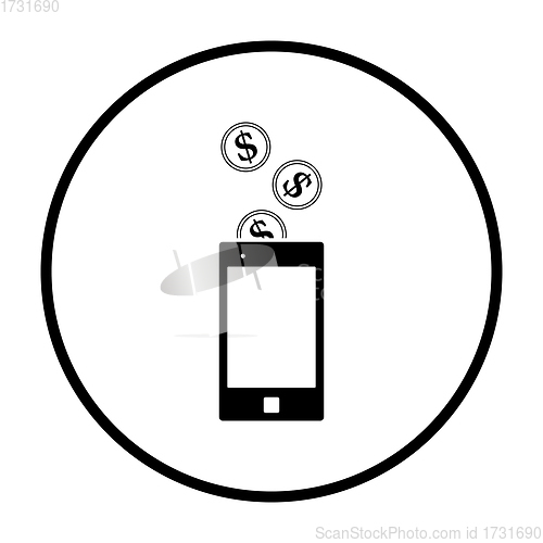 Image of Golden Coins Fall In Smartphone Icon