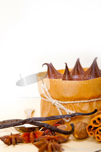 Image of chocolate vanilla and spices cream cake dessert