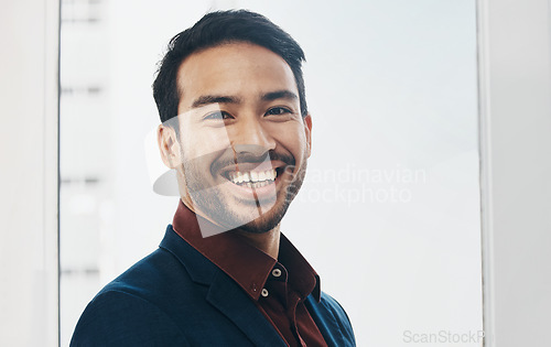 Image of Business agent, face portrait and happy man, manager or leader smile for startup company growth. Management laugh, corporate employee and Bangladesh worker, businessman or professional consultant