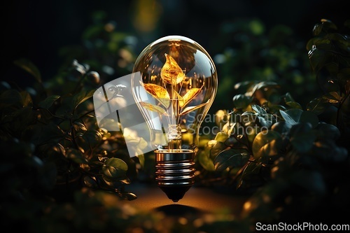 Image of Light bulb and green plant