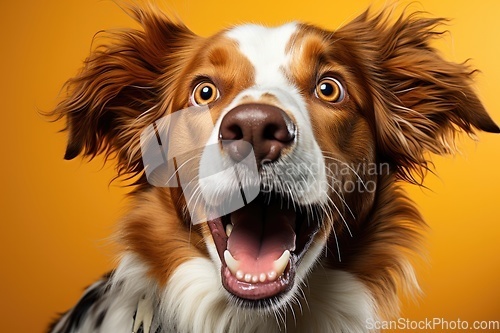 Image of Funny portrait of dog Australian Shepherd
