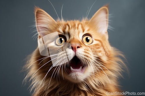 Image of Funny portrait of red cat