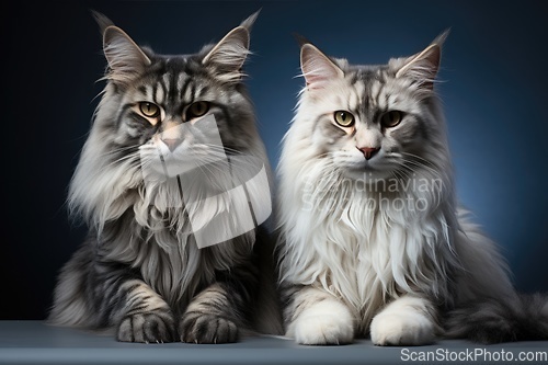 Image of Two Maine coon cats