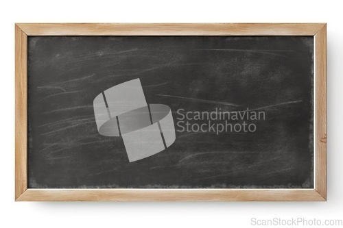 Image of Empty black chalkboard on white