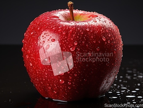 Image of Red apple with water drops